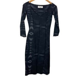 Chiara Boni | Black Body Con 3/4 Sleeve Dress Small